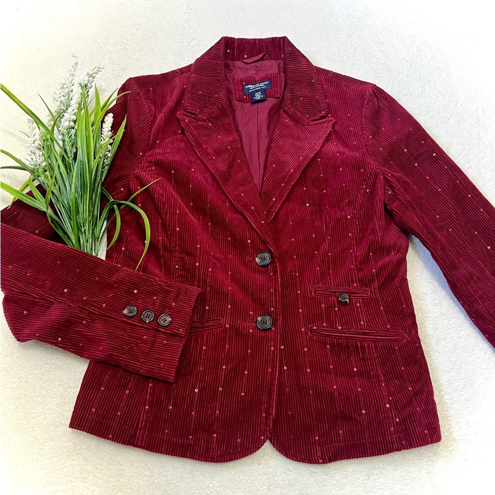 American Eagle Vintage Y2K Corduroy Sequin Blazer - Medium